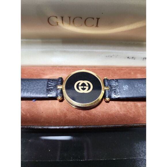 Vintage Gucci 2000L 18K plated Gold Enamel Stack Watch - Picture 3 of 11